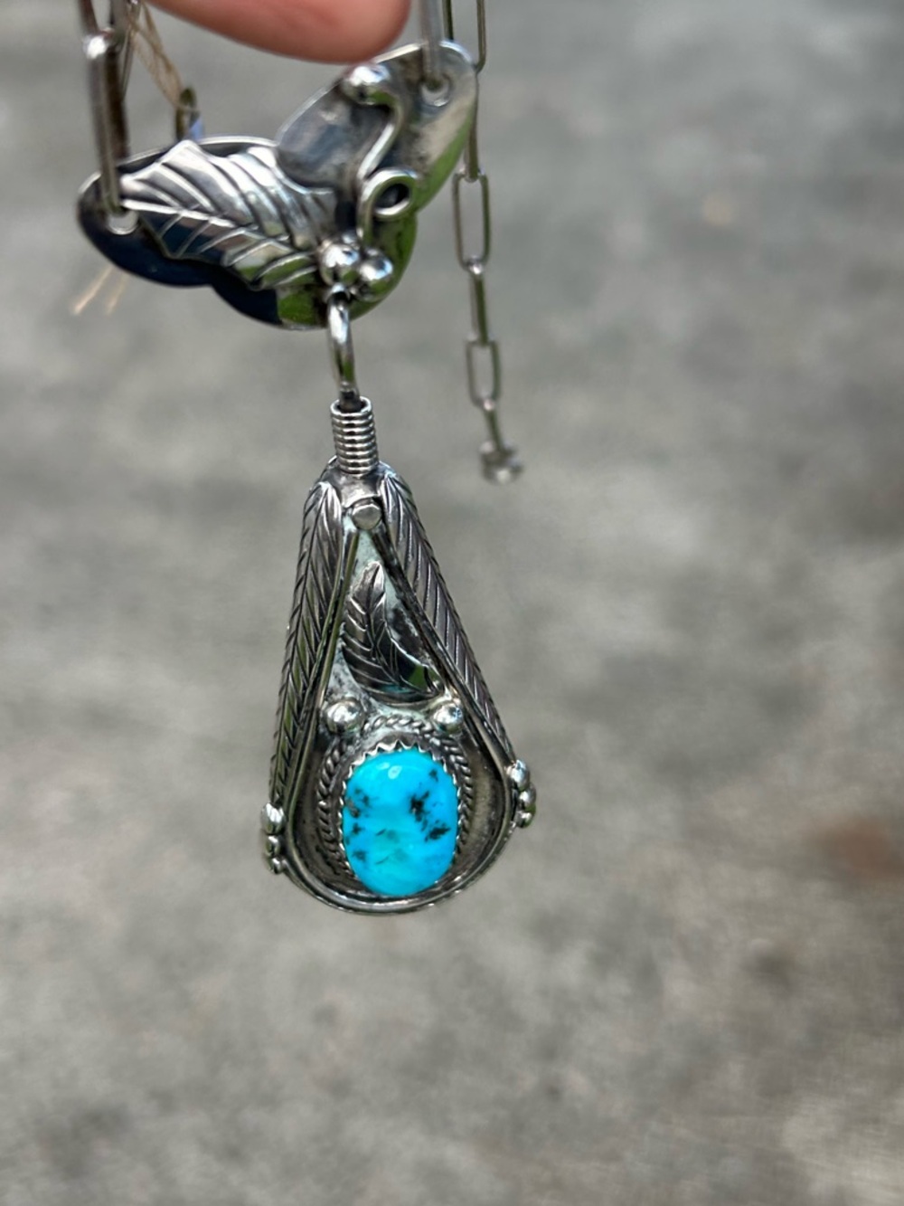 Artisan Juan Pedro Garcia sterling silver swiveling coral turquoise MOP Necklace - Picture 8 of 16